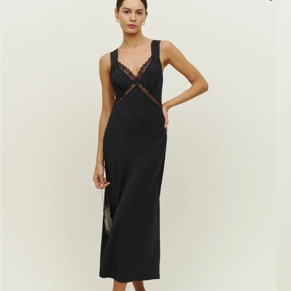 Reformation Provence Silk Dress Black - Size S
